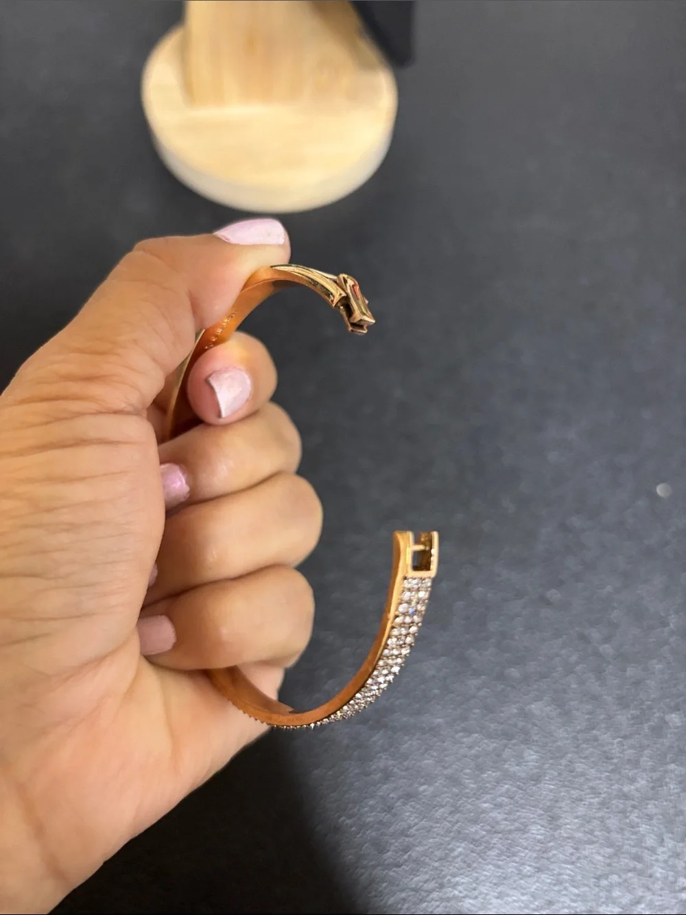 Kate Spade Pavé Crystal Bangle Bracelet in Rose Gold - Picture 6 of 7